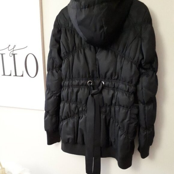 EUC Jacob black quilted hooded down blend fill puffer jacket, M - Picture 12 of 15